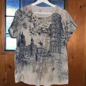 GITANO Size 14/16W Graphic Italian Blouse